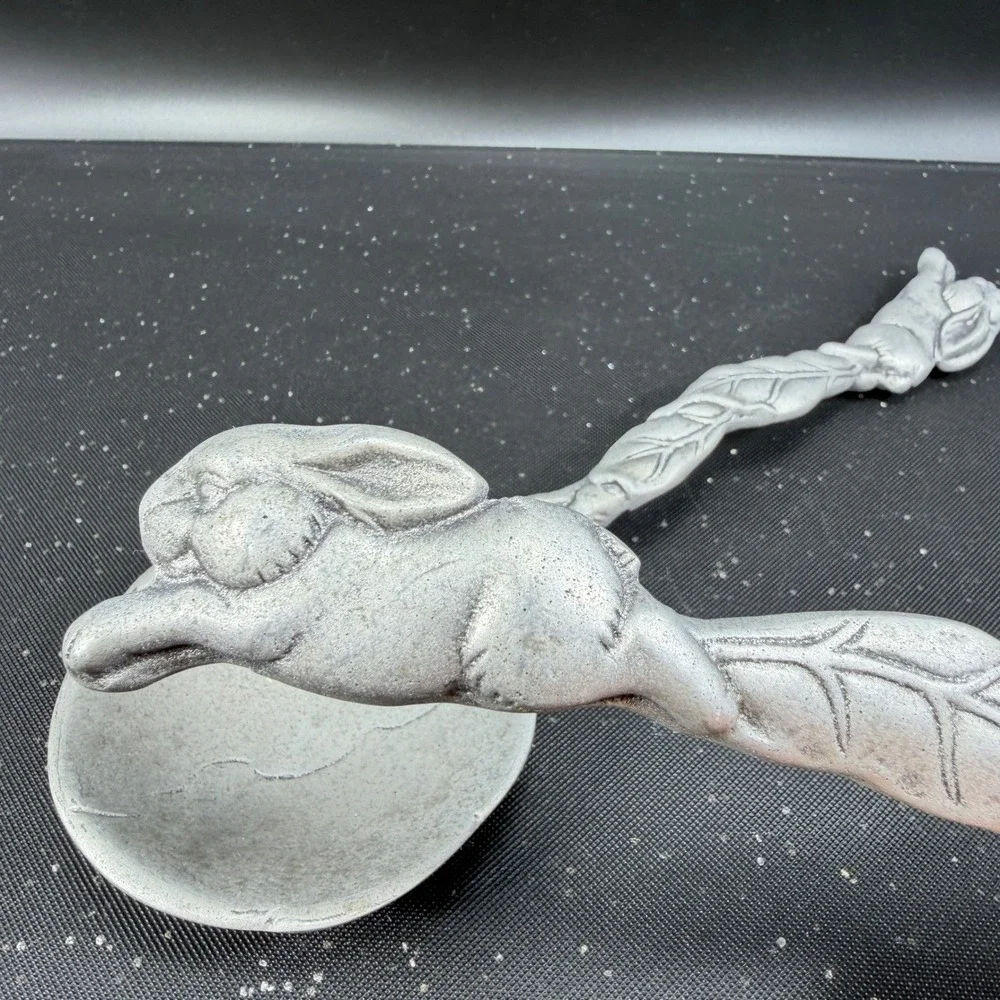 Arthur Court 2004 Bunny Rabbit Salad‎ Server Set Aluminum 11 Inch 2 Piece Silver
